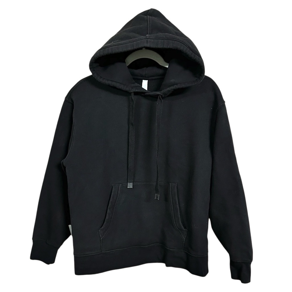 Athleta Women’s Sz M 24/7 Hoodie Sweatshirt Black #485955 Fleece Lined Hooded